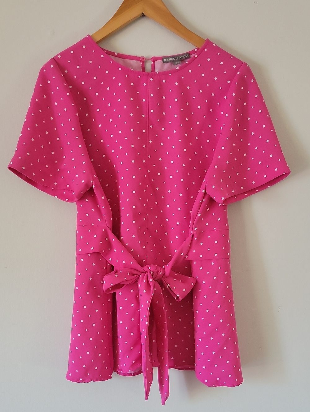 Jessica London Pink with White Polka Dot Blouse Size 16W